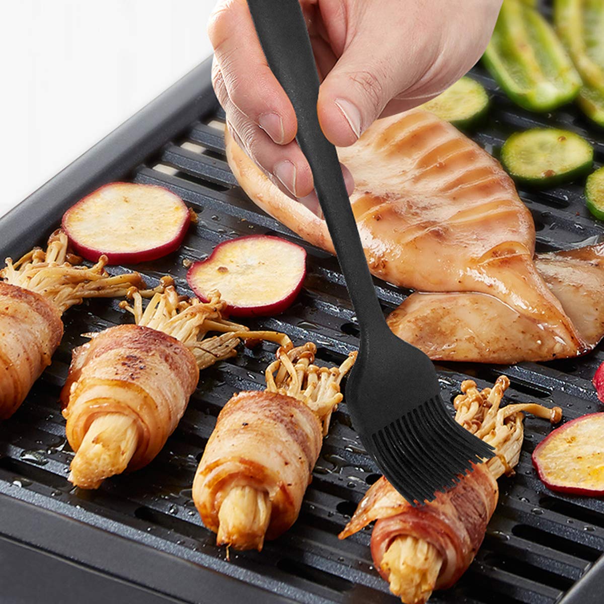 MIFASOO 2 Pack Heat Resistant Silicone Basting Brush,Black Long Handle Pastry Brush for Grilling, Baking, BBQ and Cooking MIFASOO