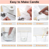 【200 Feet】Candle Wick Roll with 125 Pcs Metal Candle Wick Sustainer Tabs, 80Pcs Candle Wick Stickers and 5Pcs Wooden Candle Wick Centering Device, 61m Natural Cotton Candle Wicks for Candle Making Kit YinEpand