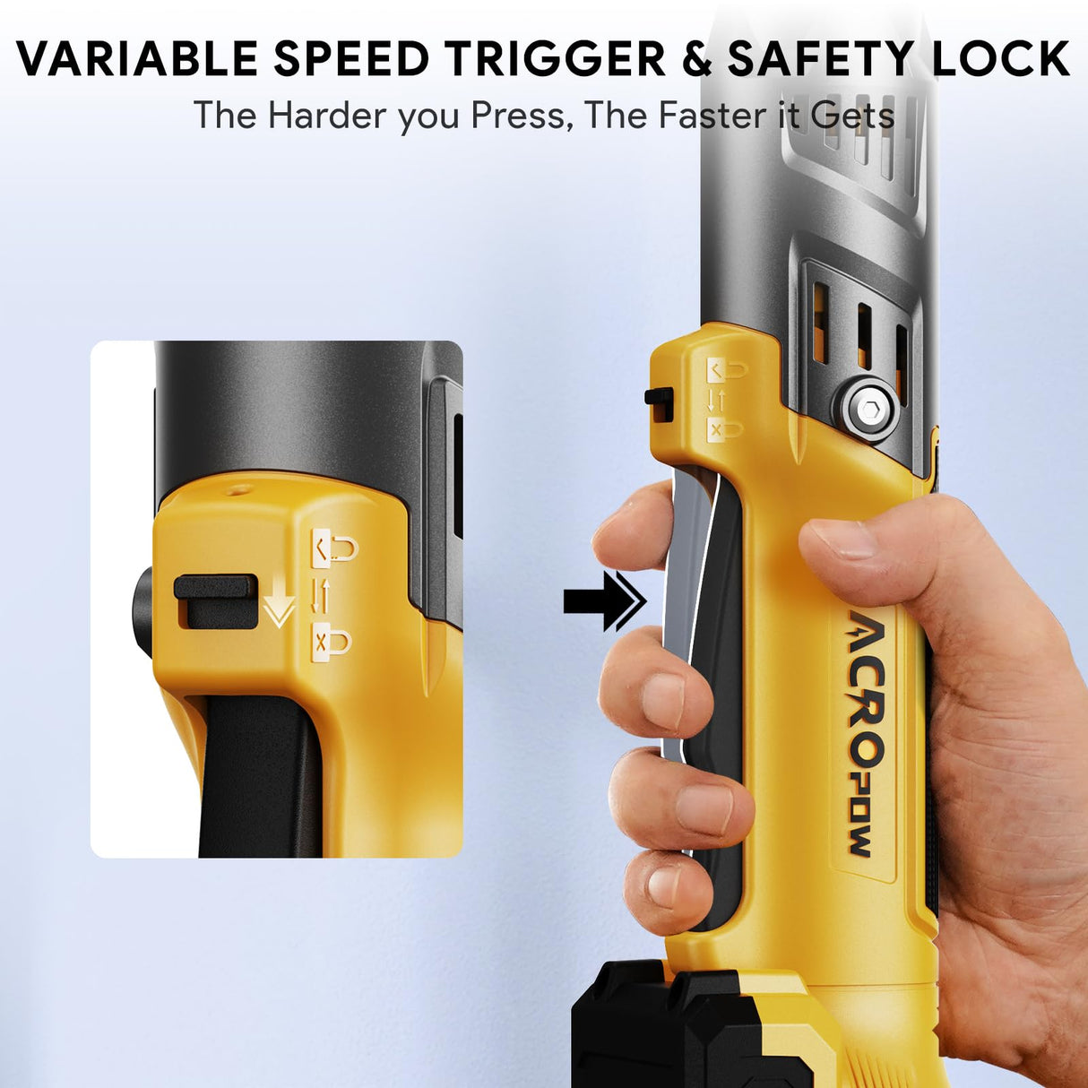 ACROPOW 3/8" Cordless Ratchet Wrench, Compatible with DEWALT 20V Battery, 74Ft-Lbs Brushless Motor Electric Ratchet with Variable Speed, Sockets Set, Adapters and Tool Bag（No Battery and Charger） ACROPOW