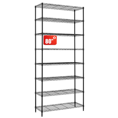 Finnhomy 8-Tier Wire Shelving Unit - Adjustable Steel Rack, 14x36x80 Inches, 8 Metal Shelves for Pantry and Garage Storage - NSF Certified, Black