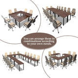 Bonzy Home Conference Tables 14ft Office Computer Desk for Meeting Room Study Writing Printer Table for 16 People Save Space Design Rustic Vintage Walnut 6PCS (165.3"x47.2"x29.5") Bonzy Home