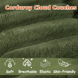 63" Cloud Loveseat Sofa - Boneless Deep Seat 2-Seater, No Assembly Foam Floor Couch, Plush Corduroy Fabric, Modern Living Room Sofa for Small Space Apartment, Bedroom, Office (Green, 63") Klwenas Maec