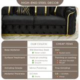 110.5" Luxury Velvet L Shape Chesterfield Sofa Set with Glod Metal Accents, Oversize Victorian Curved Arm Sofa Sectional Couches for Living Room with 7 Pillows, Left Chaise, Black WIN FORCE