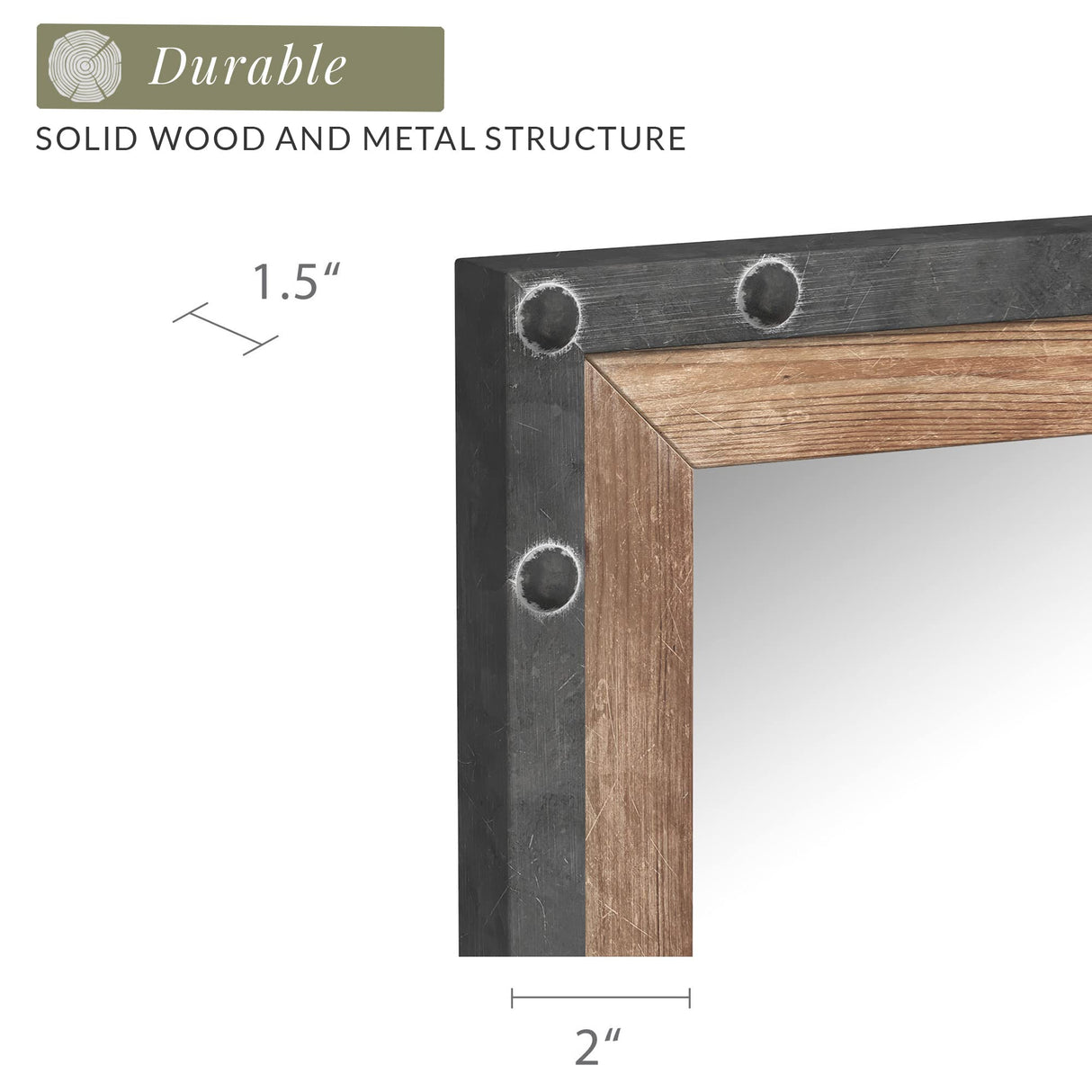 Barnyard Designs 16x48 Leaner Floor Mirror Full Length, Large Rustic Wall Mirror, Free Standing Leaning Hanging Wood and Metal Mirror Full Size, Farmhouse Long Mirror Bedroom Living Room, Brown Barnyard Designs