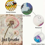 Dandelion 5D Diamond Art Kits for Adults,Just Breathe Diamond Painting Kits for Beginner,DIY Round Full Drill Diamond Dot Painting Gem Art Kits for Adults Home Wall Decor12X16Inch GEMFAMILY