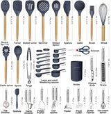 Cooking Utensils Set- 35 PCs Kitchen Utensils with Grater,Tongs, Spoon Spatula &Turner Made of Heat Resistant Food Grade Silicone and Wooden Handles Kitchen Gadgets Tools Set for Cookware BESTZMWK