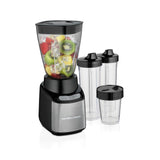 Hamilton Beach MultiBlend Smoothie Blender with 4 Shatterproof BPA Free Jars and Lids; Large 32oz Jar, 8oz Grinder for Nuts & Spices, and 2 Portable Travel Cups, 650 Watts, Black and Stainless (52400) Hamilton Beach
