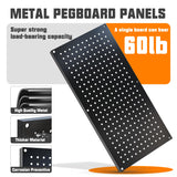 Chinrose Metal Pegboard Storage System, Garage Wall Organizer, Tool Storage Panels for Workbench (Black, 31.5"x15.75"-4PCS) Chinrose