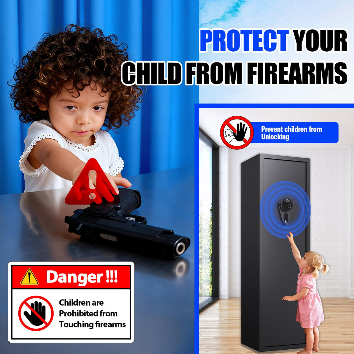 10-12 Gun Safe,Gun Locker Fingerprint,Gun Safe Biometric,No Assembly,Removable Shelf for Rifles Safes,Gun Cabinet Long With Led Light，57"H X 14"W X12"D TXTDPL