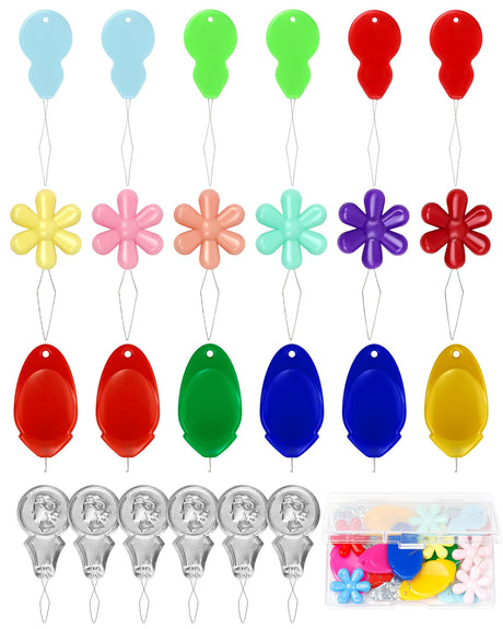 FIVEIZERO Needle Threaders Kit – 24 PCS Needle Threader for Hand Sewing,4 Type Simple Needle Threaders for Needles,Needle Threader for Sewing Machine & Embroidery Floss with Clear Storage Box FIVEIZERO