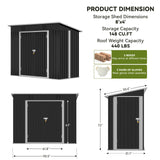 COMHOMA Shed Outdoor Storage Shed Metal,Lockable Doors Tool Sheds with Sloping Roof,Steel Garden Shed with Air Vent for Backyard,Patio,Lawn,Poolside (Grey, 8'*4') COMHOMA