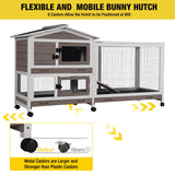 Aivituvin Rabbit Hutch 62" Rabbit Cage Indoor Outdoor Chicken Coop Guinea Pig Cage on Wheels Bunny Cage with 3 Deep No Leakage Pull Out Tray,Waterproof Roof (Brown) Aivituvin