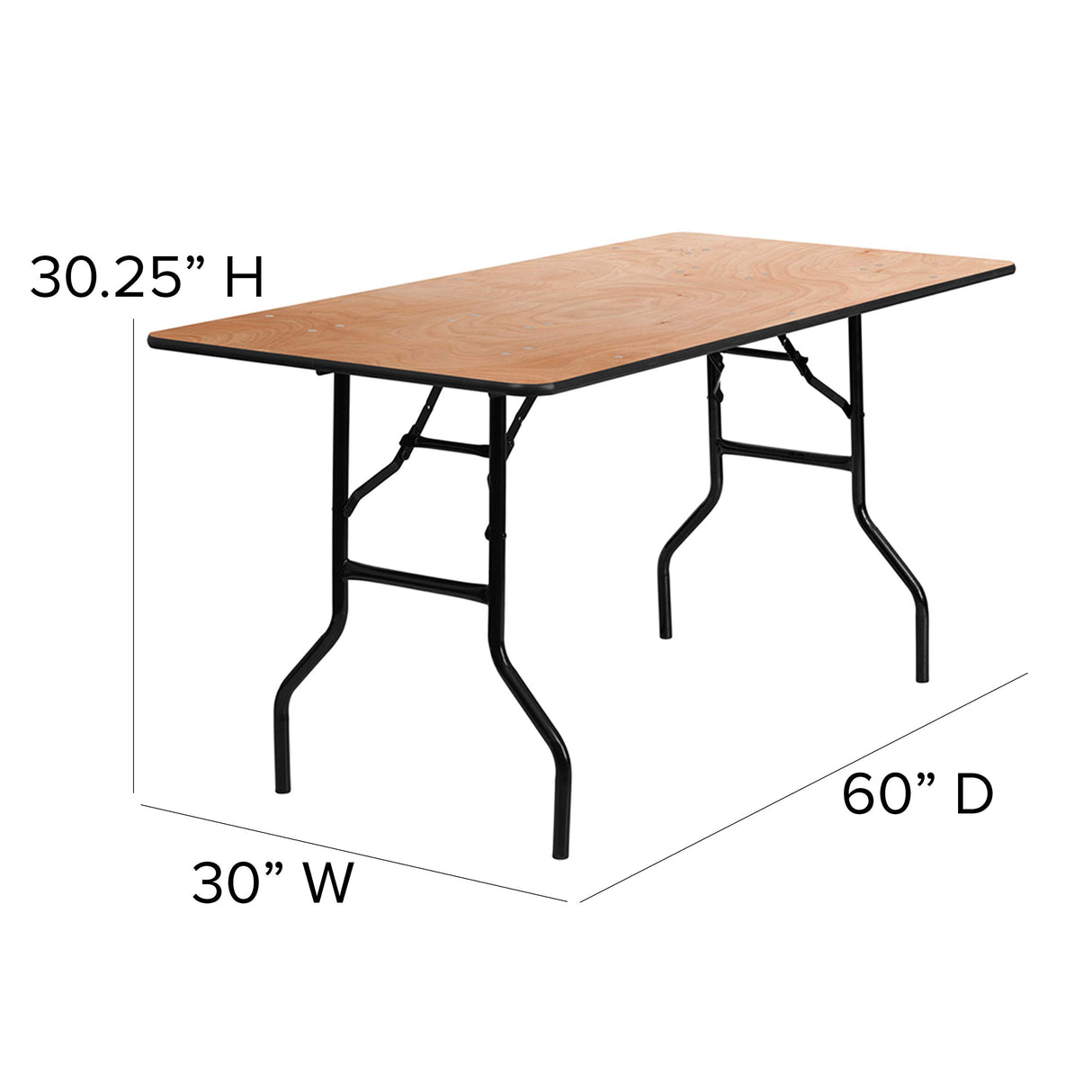 Flash Furniture Gael 5-Foot Rectangular Wood Folding Banquet Table with Clear Coated Finished Top Flash Furniture