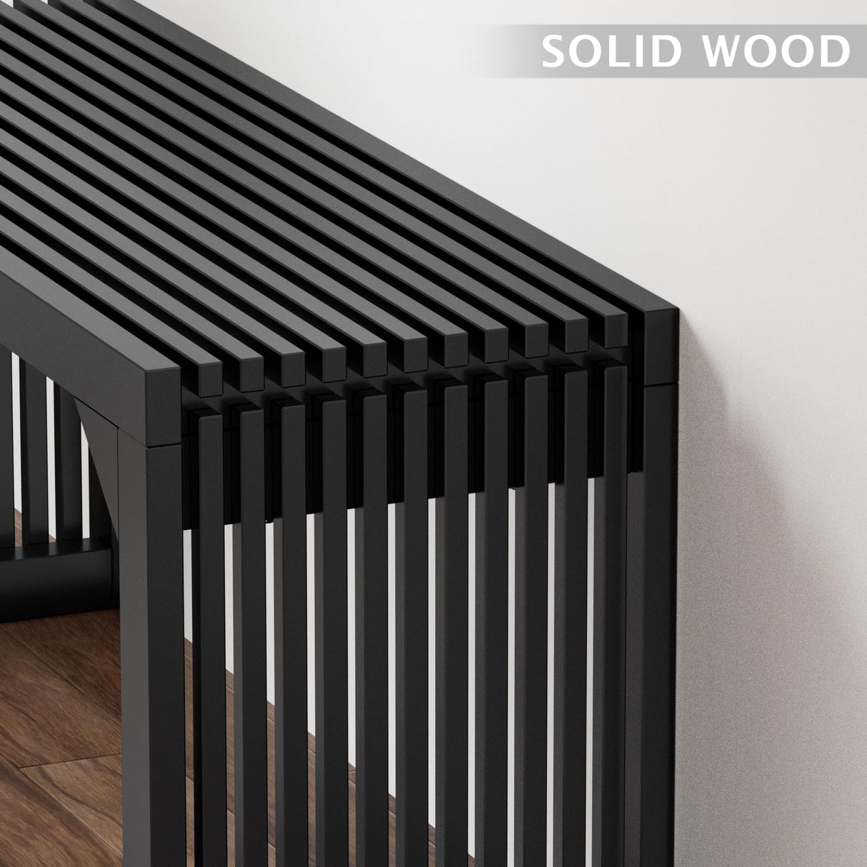 MODCART 35" Solid Wood Bench, Black Entryway Bench with Storage, Modern Shoe Bench, Narrow Bench for Entryway, Living Room, Kitchen MODCART