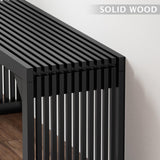 MODCART 35" Solid Wood Bench, Black Entryway Bench with Storage, Modern Shoe Bench, Narrow Bench for Entryway, Living Room, Kitchen MODCART