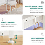 YITAHOME Modern Vanity Desk with Stool, Small Makeup Table with Drawers and RGB Lights, Power Outlet, Interchangeable Side Hook & Side Pocket, No Mirror Design (31.5 x 15.7 x 34.3 Inches, Pearl White) YITAHOME