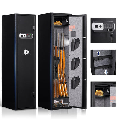 SAPITAL 5 Gun Safe, Rifle Safe, Gun Safes for Home Rifle and Pistols, Gun Cabinet for Rifles and Shotguns, Gun Safes & Cabinets with Removable Shelf and Pistol Pouch*3
