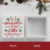 Have Yourself A Merry Little Christmas Wood Sign Christmas Decorations Indoor Farmhouse Christmas Decor Desk Table Block Signs Home Shelf Office Decoration 5 x 5 Inches WRSUNT