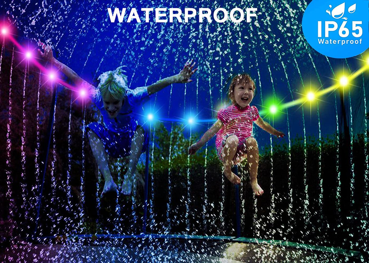 SUVEUS Trampoline Lights, Waterproof LED Lights for 16Ft 15Ft 14Ft 12Ft 10Ft Trampoline, 16 Colors Change with Remote and App Control, Sync up to Music, Super Bright for Kids to Play at Night SUVEUS