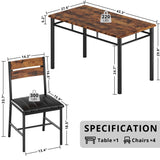 IRONCK Dining Table Set for 4, Wood Kitchen Table with Upholstered Chairs Dinning Table Set for Kitchen & Dining Room, Compact Dining Set for Small Spaces, Rustic Brown IRONCK