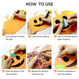 Hifunwu 30Pcs Halloween Foam Pumpkin Craft Kit Decorations with Foam Fall Maple Leaves Rhinestone Stickers for Halloween Thanksgiving Kids Art Crafts Decorations Hifunwu