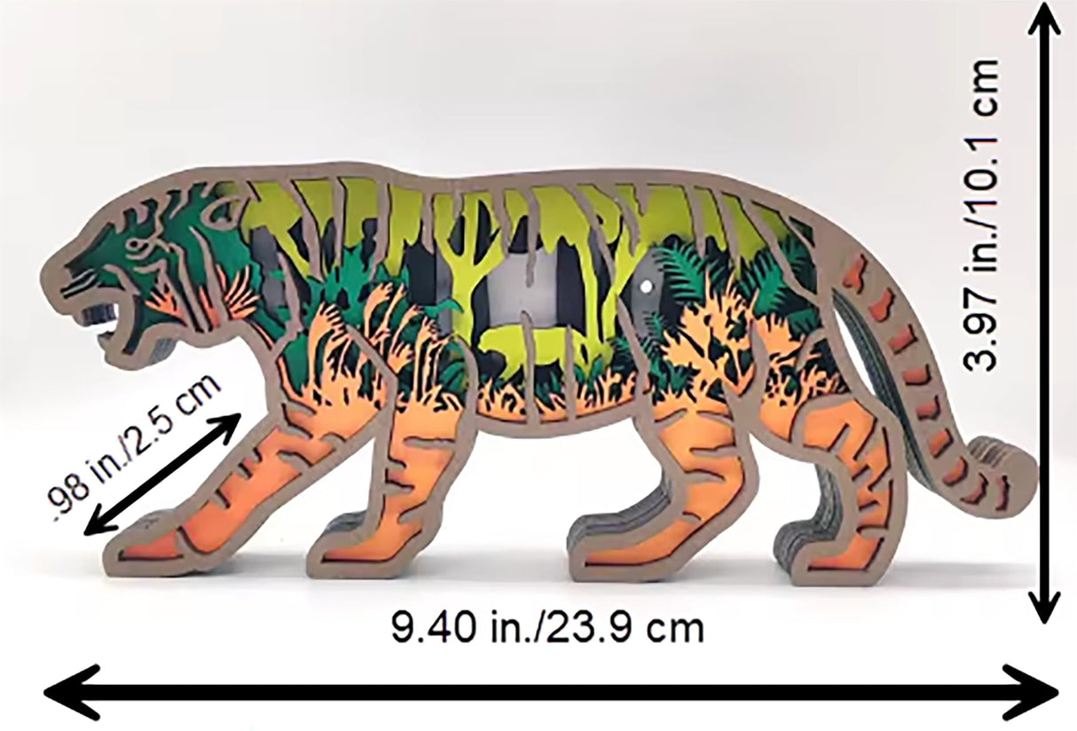 Generic Wooden LED 3D Tiger/Big Cat Animal LED Home Decor Night Light for Home- Wooden Animal Crafts/Figurines/Statues, Dog1_LED Generic