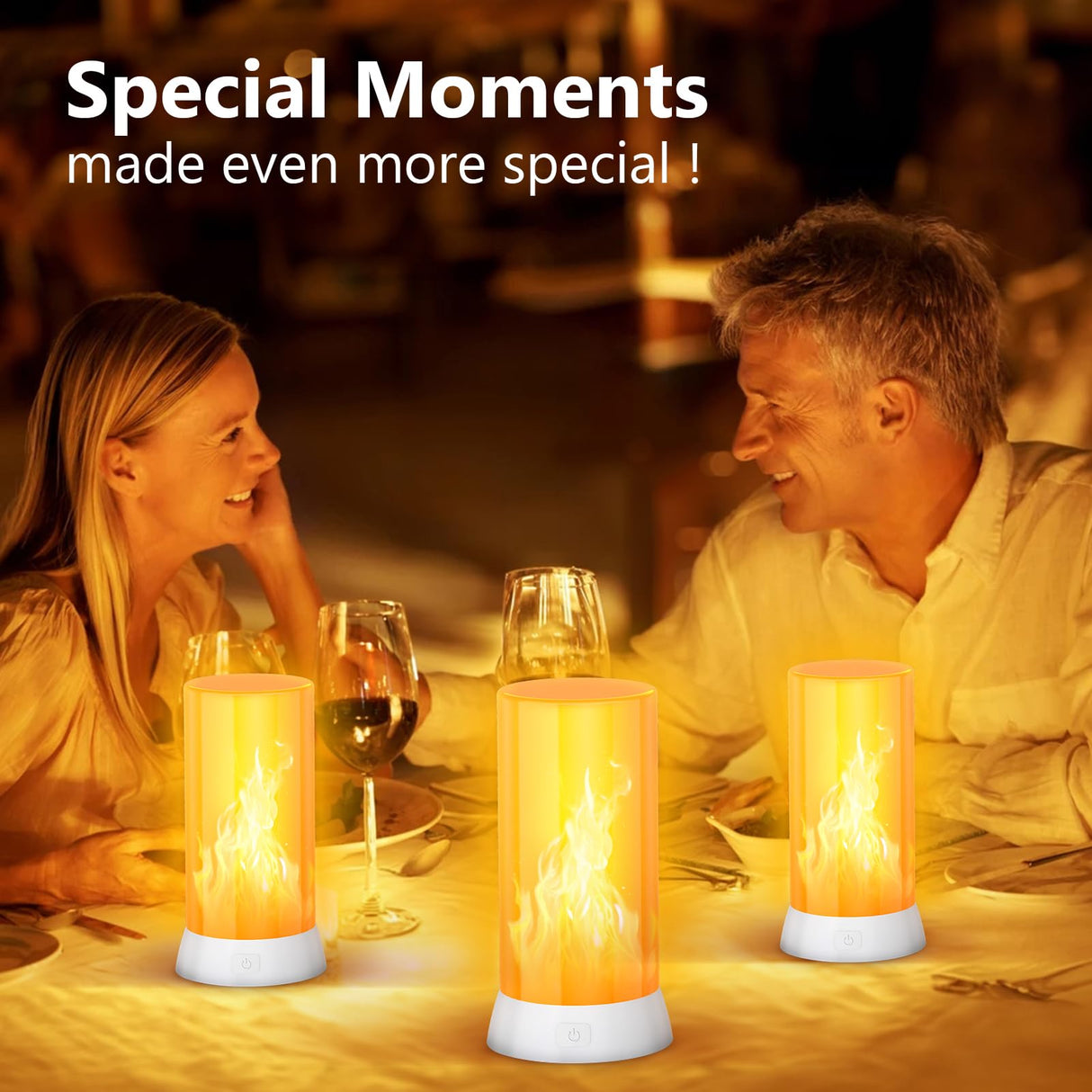 DI MORE 2PCS LED Flame Light, USB Rechargeable Flame Lamp with Remote & Timer, Waterproof Dimmable Flameless Candles Light for Home Party Garden Camping Halloween Christmas Decoration DI MORE