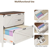 Lateral File Cabinet with 4 Drawers Farmhouse File Cabinet for Letter/Legal/A4 Size Hanging Files, Large Wood File Storage Cabinets Printer Stand for Home Office Cabinet, Rustic White Halitaa