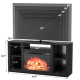 YESHOMY Electric Fireplace TV Stand for Televisions up to 65+ Inch, Media Entertainment Center Console Table with Four Open Storage Shelves & Cabinets, 58 Inch, Black YESHOMY