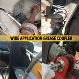 AORRZER Grease Gun Coupler 2 PCS, Strong Lock-on Greases Gun Couplers, 12000 PSI High Pressure Coupler Quick Release Grease, Durable and Compatible with All Grease Guns 1/8" NPT Grease Gun Fittings AORRZER