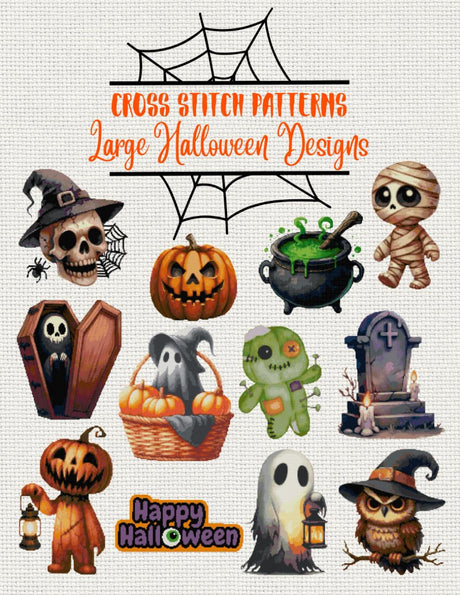 Cross Stitch Patterns: Large Halloween Designs: 12 Spooky and Fun Cross Stitch Patterns – Ideal for Beginners and Advanced Stitchers – Perfect for ... (Cross Stitch Patterns - English Edition) WoodArtSupply