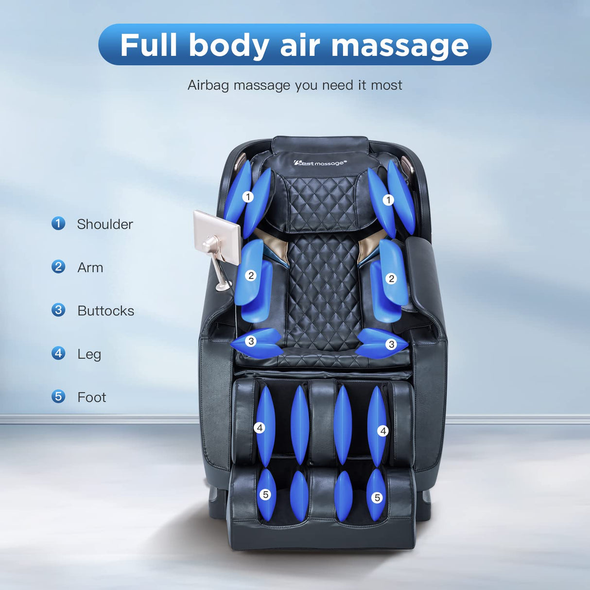 PayLessHere Full Body Shiatsu Massage Chair with Gravity, Air Massage System, Wormwood Therapy, and Bluetooth Speaker, Black PayLessHere