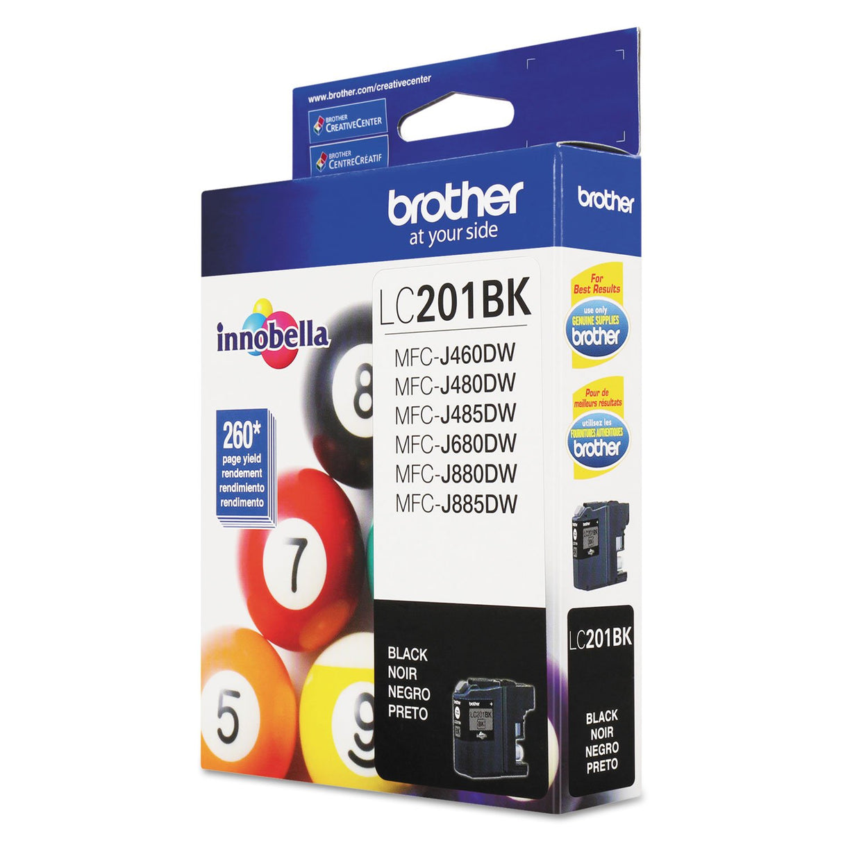Brother Genuine Standard Yield Black Ink Cartridge, LC201BK, Replacement Black Ink, Page Yield Up To 260 Pages, Amazon Dash Replenishment Cartridge, LC201BK Brother