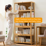 5-Tier Bamboo Display Cabinet with Acrylic Glass Door, Curio Display Case, Collectibles Toy Organizers Rack & Display Shelf, for Home, Office, Playroom, Living Room (23.6×12.6×67.7IN) Generic