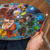 15PCS Wooden Paint Palette 12”x 16” Large Oval-Shaped Artist Painting Palette with Thumb Hole, Oil Wood Painting Palette, Art Pallet for Painting ZOFORTY