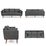 Merax 3 Seat Sofa, Upholstered Couch with Cushions, Comfy Indoor Furniture for Living Room, Apartment, Office, Charcoal Merax