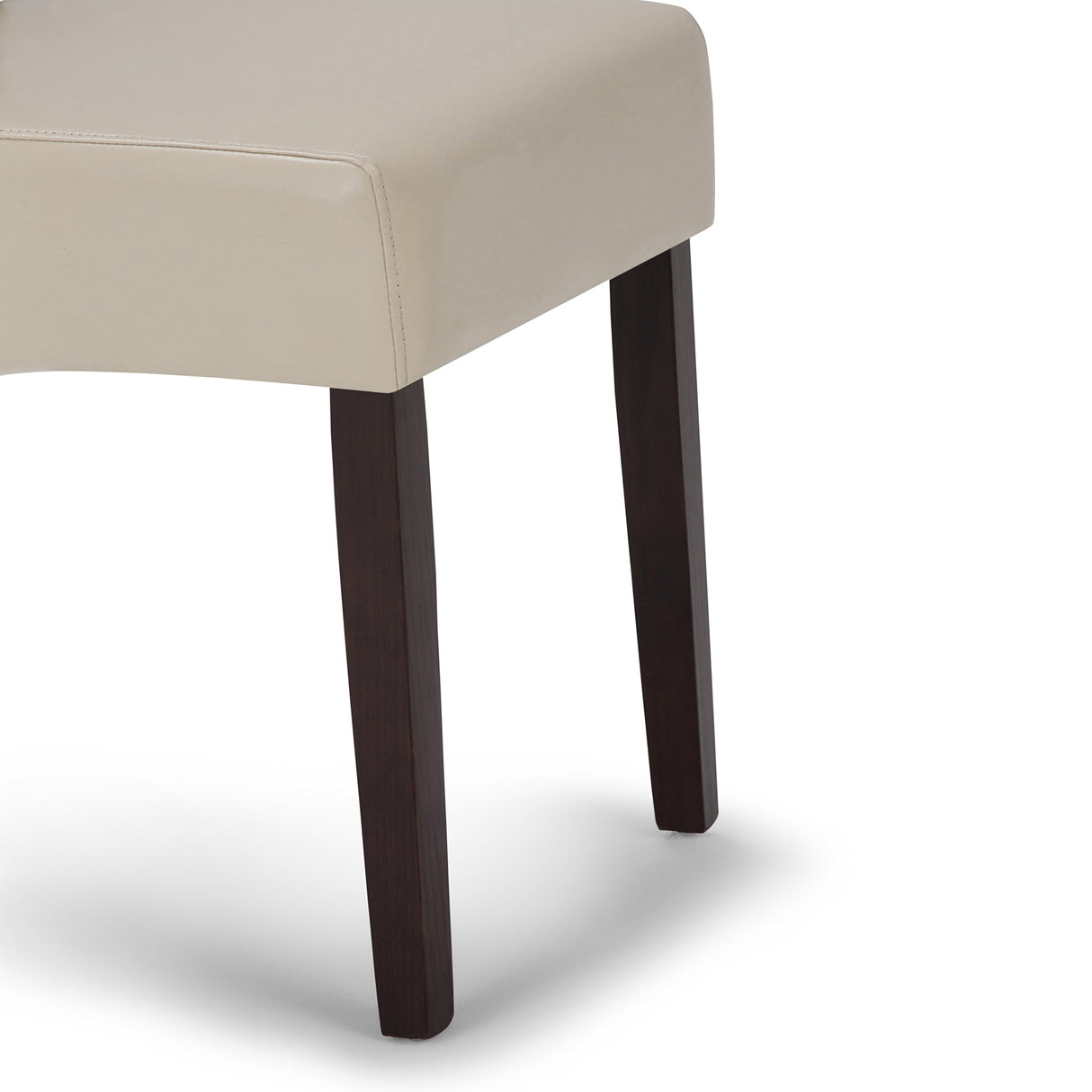 SIMPLIHOME Avalon Deluxe Parson Dining Chair (Set of 2), Satin Cream Faux Leather and SOLID WOOD, Square, Upholstered, For the Dining Room, Transitional Modern SIMPLIHOME