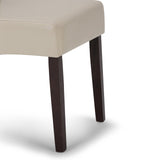 SIMPLIHOME Avalon Deluxe Parson Dining Chair (Set of 2), Satin Cream Faux Leather and SOLID WOOD, Square, Upholstered, For the Dining Room, Transitional Modern SIMPLIHOME
