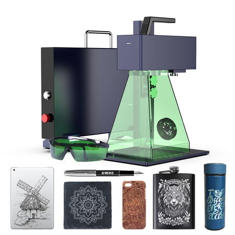 GWEIKE G2 Plus 20W Fiber Laser Engraver, 15000mm/s Portable Laser Marking Machine, 150x150mm Working Area, Desktop Handheld 2-in-1 Laser Engraver Machine for Jewelry, Leather, Dog Tags, Metal G·WEIKE