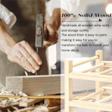 Solid Wood Wine Rack, HUTTEN 9-Bottle 3-Tier Wine Rack, Sturdy & Durable Wine Storage Cabinet Shelf, Wine Racks Countertop for Kitchen,Countertop,Table Top,Pantry, Home,Room Decor,Bar,Cellar Basement Haihomebest