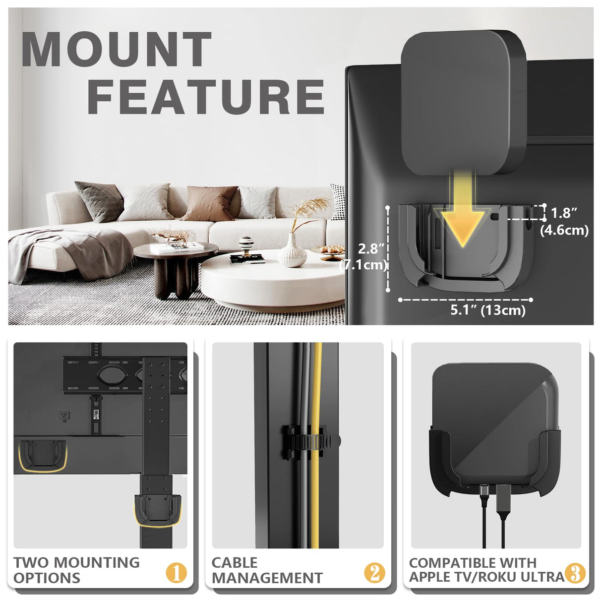 TAVR Universal Floor TV Stand Base for 32-74 Inch TVs up to 110 Lbs with Swivel Height Adjustable Mount, Black Tempered Glass Base for Media Storage and Space Saving TAVR Furniture