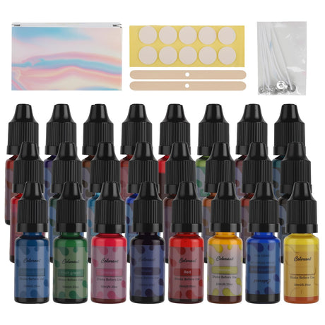 Candle dye - 24 Colors Liquid Oil-Based dye for Candle Wax, Vivid Candle Color for DIY Candle Making, Highly Concentrate Natural Candle Color- Each 0.35oz/10ml, BAIRUIY