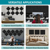 TroyStudio Thickened 12 X 12 X 3 Inch Acoustic Foam Panels in Diffusion Pattern, 12 Pcs High Density Sound Absorbing Foam Diffuser, Soundproof 3D Wall Padding Tiles for Recording Studio Home Office TroyStudio