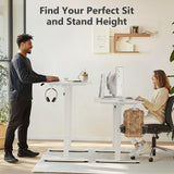 VVENACE 63 x 28 inch Electric Standing Desk Adjustable Height 4 Memory Preset, 4 Wheels, 2 Headphone Hook, Home Office Desk, Stand Up Desk Sit Stand Desk, Splice Board White VVENACE