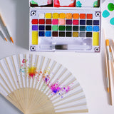 HPLYEL 12PCS White Paper Fans,Held Bamboo Folding Fan Blank Decoration Folded DIY Painting Fan Wedding Party Favors Home Gift HPLYEL