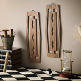 CroBlissful 2 Pcs Mid Century Wall Decor Wood Mid Century Modern Elegance Wall Accents Abstract Wall Decor Geometric Panels for Interior Wall Decor Panel Wall Art for Home Living Room (Dark Brown) CroBlissful