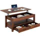 Rolanstar Coffee Table, Lift Top Coffee Table with Drawers and Hidden Compartment, Retro Central Table with Wooden Lift Tabletop, for Living Room,Espresso Rolanstar