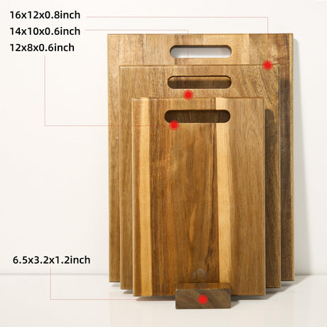 YSTKC Acacia Wood Cutting Boards Set of 3 PCS for Kitchen, Large Wooden Cutting Board Set with Handle, Thick Chopping Board, Butcher Block Wooden Trays for Meat, Fruit Vegetable and Cheese YSTKC