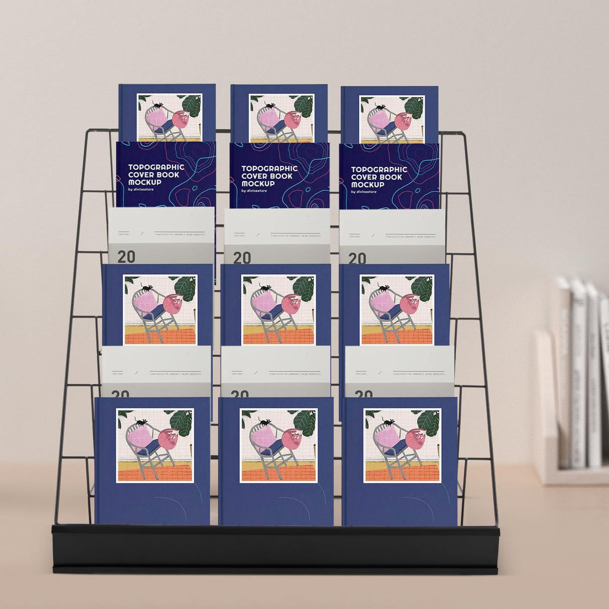 LyeXD 6 Tier Book Display Rack, Comic Book Display Wire Rack Greeting Card Display with Panel Fence, 18" Brochure Display Stand Tabletop CD Display Magazine Rack for Library Classroom (Black) LyeXD