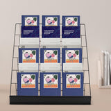 LyeXD 6 Tier Book Display Rack, Comic Book Display Wire Rack Greeting Card Display with Panel Fence, 18" Brochure Display Stand Tabletop CD Display Magazine Rack for Library Classroom (Black) LyeXD
